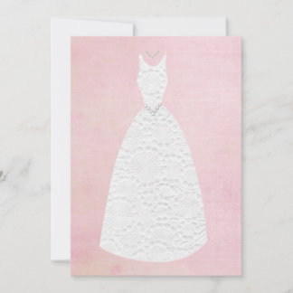 Brautparty-Vintages rosa weißes Hochzeits-Kleid Einladung