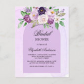 Brautparty violett violett einladungspostkarte (Vorderseite)