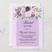 Brautparty violett violette Blumen Luxus Einladung (Vorderseite)