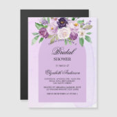 Brautparty violett violette Blumen Luxus Magneteinladung (Vorne/Hinten)