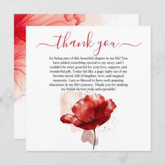 Brautparty von Aquarellfarben Rote Flora Danke Kar (Vorne/Hinten)