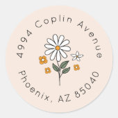 Brautparty von Boho Floral Earth Tones Runder Aufkleber (Vorderseite)