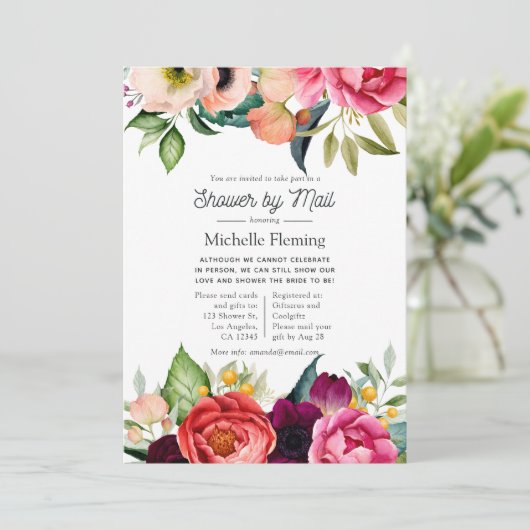 Brautparty von Boho floral per Mail Einladung (Stehend Vorderseite)