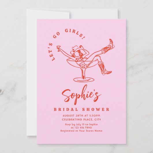 Brautparty von Funky Hand Drawn Scribble Einladung (Vorderseite)