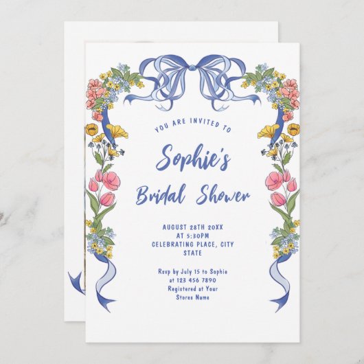 Brautparty von Funky Hand Drawn Scribble Einladung (Vorne/Hinten)