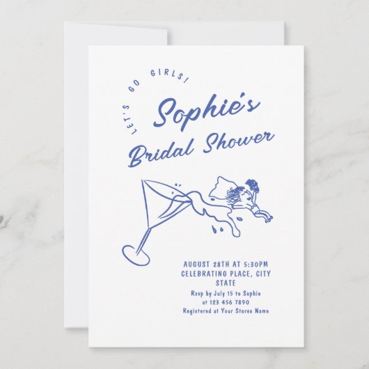 Brautparty von Funky Hand Drawn Scribble Einladung (Vorderseite)