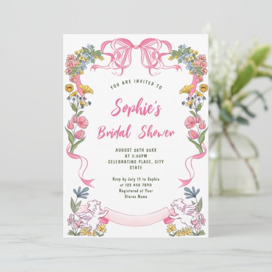 Brautparty von Funky Hand Drawn Scribble Einladung (Stehend Vorderseite)