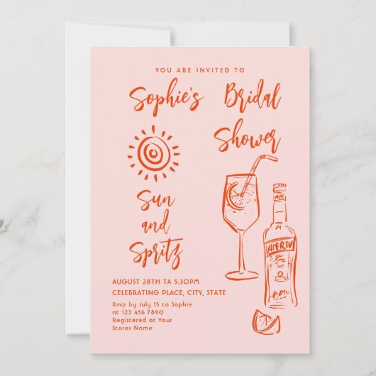 Brautparty von Funky Hand Drawn Scribble Einladung (Vorderseite)