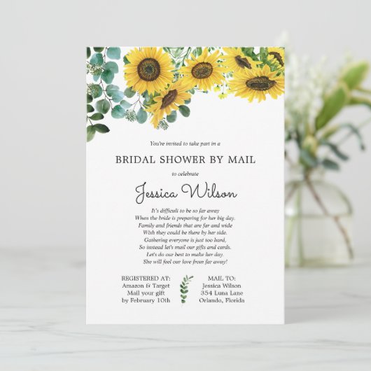 Brautparty von Mail: Sonnenblumen Einladung (Stehend Vorderseite)