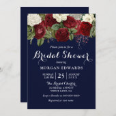 Brautparty von Navy und Burgund Einladung (Vorne/Hinten)
