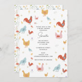 Brautparty von niedlichen Hühnern und Kleinkindern Einladung (Vorne/Hinten)