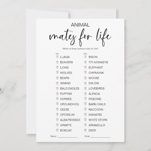 Brautparty von Tieren Einladung (Vorderseite)