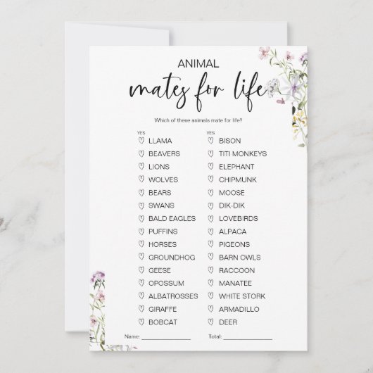 Brautparty von Tieren Einladung (Vorderseite)