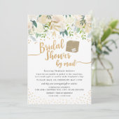 Brautparty von White Gold Floral per Post Einladung (Stehend Vorderseite)