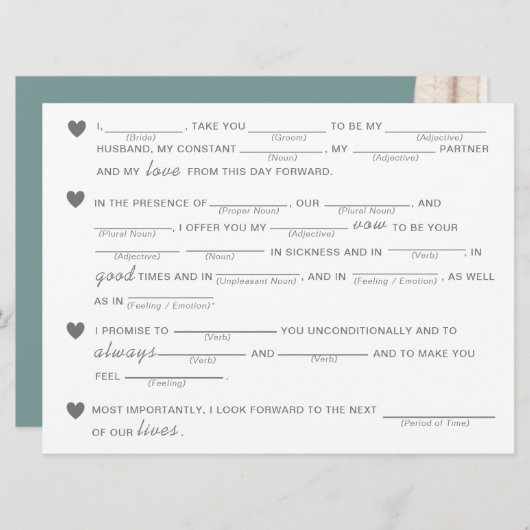 Brautparty - Vows Improvisation Game (Vorne/Hinten)