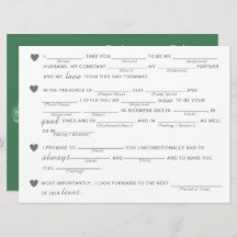 Brautparty Vows Improvisation Game - Green