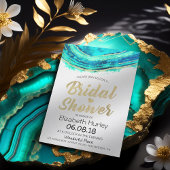 Brautparty Wasserfarbe Aquamarin & Gold Agate Geod Einladung
