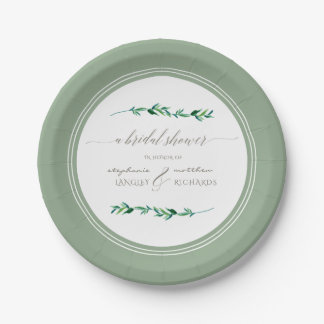 Brautparty Wasserfarbe Einfaches Leaf Moderne Kuns Pappteller
