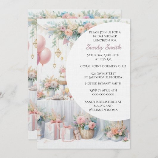 Brautparty Wasserfarbe Einladung (Vorne/Hinten)