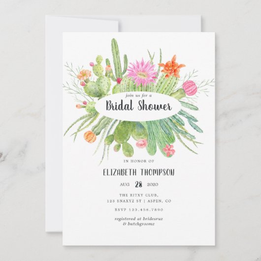 Brautparty Wasserfarbe Einladung (Vorderseite)