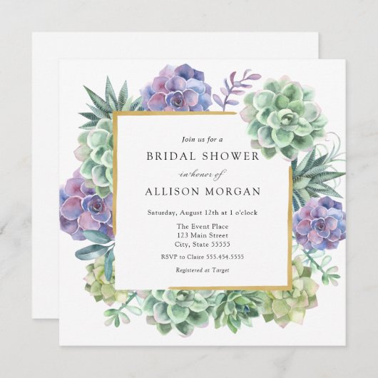 Brautparty Wasserfarbe Einladung (Vorne/Hinten)