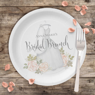Brautparty Wasserfarbe Elegante Brunch Pappteller
