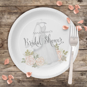 Brautparty Wasserfarbe Elegante Moderne Floral Pappteller