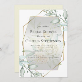 Brautparty | Wasserfarbe Elfenbeingelbe Rose Einladung