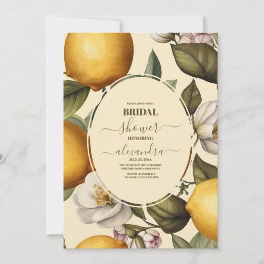 Brautparty Wasserfarbe Lemon Einladung (Vorderseite)