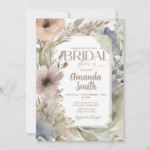 Brautparty Wasserfarbe neutrale Wildblumen Einladung (Vorderseite)
