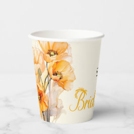Brautparty Wasserfarbe Orange Poppy Bloom Pappbecher