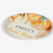 Brautparty Wasserfarbe Orange Poppy Bloom Pappteller (Schrägansicht)