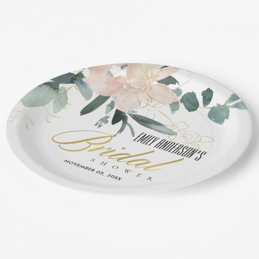 BRAUTPARTY WASSERFARBE PAPPTELLER (Schrägansicht)