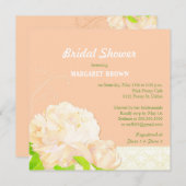 Brautparty Wasserfarbe Peach Peony Einladung (Vorne/Hinten)