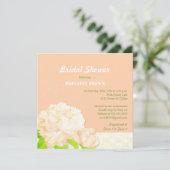 Brautparty Wasserfarbe Peach Peony Einladung (Stehend Vorderseite)