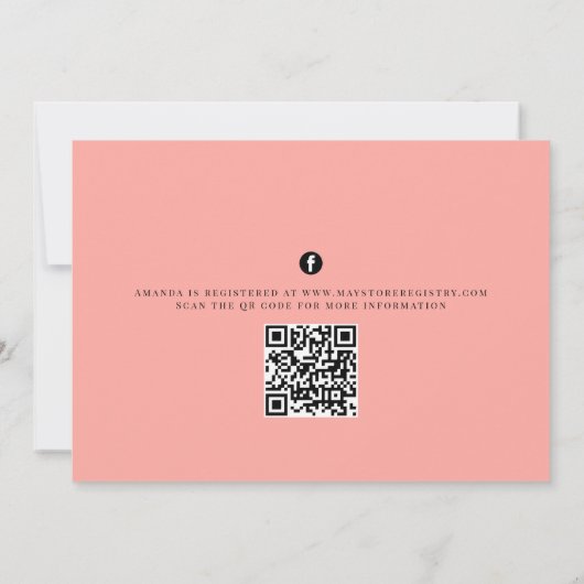 Brautparty Wasserfarbe Rosa Blütenfarbe Einladung (Rückseite)