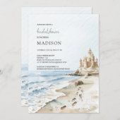 Brautparty Wasserfarbe Sandstrand Einladung (Vorne/Hinten)