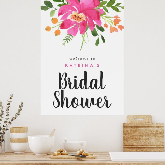 Brautparty Wasserfarbe Tropen willkommen Poster (Küche)