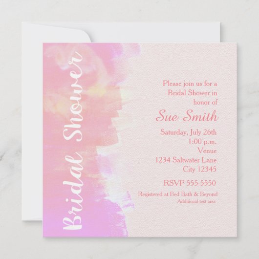 BRAUTPARTY Wasserfarbe Tropisch rosa Einladung (Vorderseite)