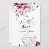 Brautparty Wasserfarbe Violett Blume Einladung (Vorne/Hinten)