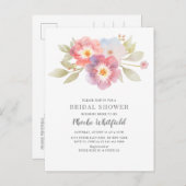 Brautparty Wasserfarben Blumen Rustikale Moderne Einladungspostkarte (Vorne/Hinten)