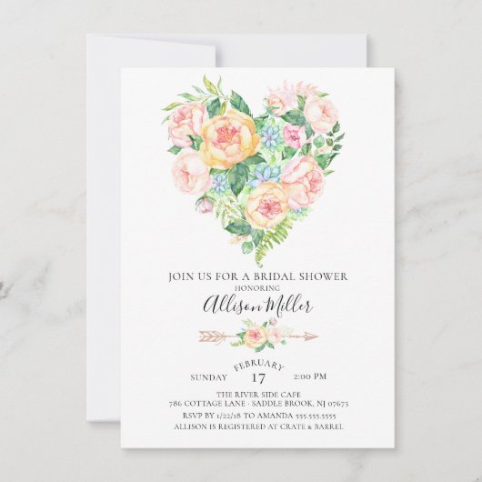 Brautparty Wasserfarben Einladung (Vorderseite)