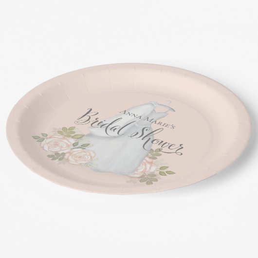 Brautparty Wasserfarben Elegante Moderne Kunst, Di Pappteller (Schrägansicht)