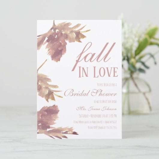 Brautparty Wasserfarben Leaf Fall Rustikal Einladung (Stehend Vorderseite)