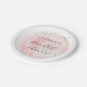 Brautparty Wasserfarben Pappteller (Schrägansicht)