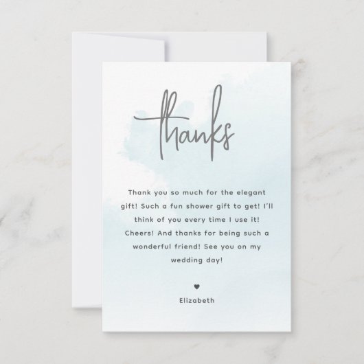 Brautparty Wasserfarben Wolken Danke Karte (Vorderseite)