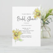 Brautparty Wasserfarbenfall Sonnenblumen Einladung (Stehend Vorderseite)