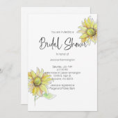 Brautparty Wasserfarbenfall Sonnenblumen Einladung (Vorne/Hinten)