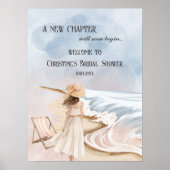 Brautparty "Watercolor Beach and Waves" Willkommen Poster (Vorne)