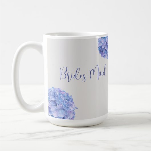 Brautparty Watercolor Blue Hydrangea Kaffeetasse (Links)
